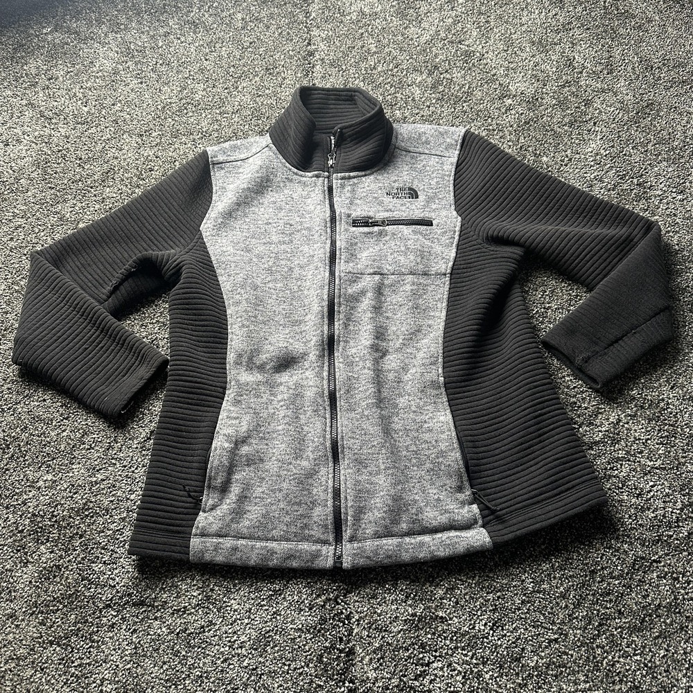 The North Face Jacket Womens‎ XL Gray Colorblock Fleece Full Zip Ribbed Gorpcore